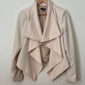 Ladakh Draped Open-Front Blazer Jacket - Cream Colored